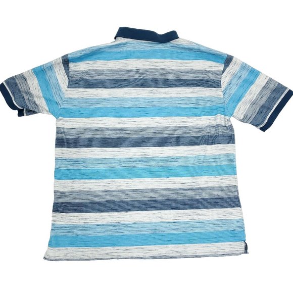 Gioberti Polo Shirt Men XXL Blue White Striped Embroidered Dolphin Short Sleeve - Picture 7 of 8